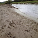 River Tywi Accretion of sediment over stone mattress