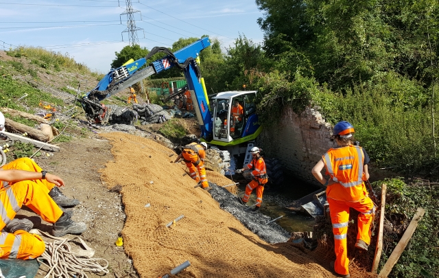 Erosion control at Network Rail site