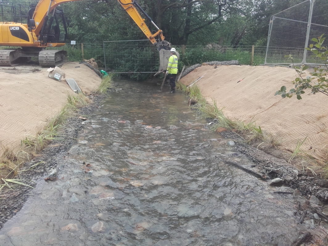 Stream reinstated over erosion controls