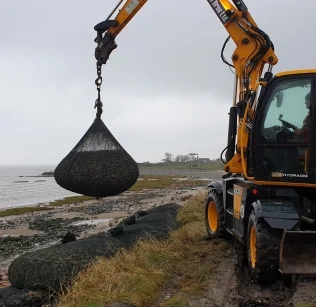 Coastal Revetment work using AquaRockBags