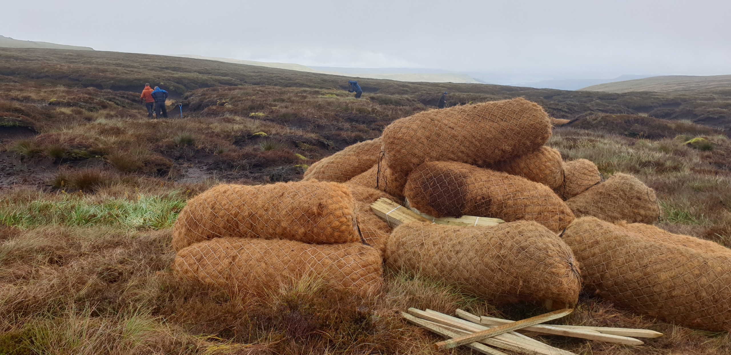 Coir Rolls on peatland restoration project